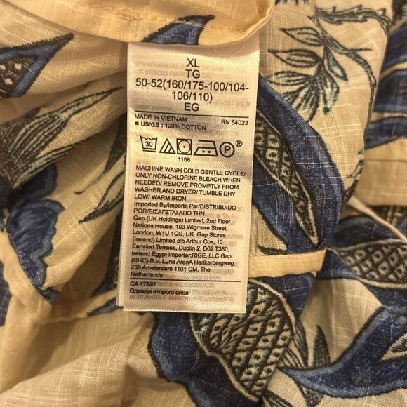 Banana Republic Stampa Dress Long Sleeve Maxi Floral Party Beach Blue White XL - Picture 9 of 10